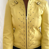 Vintage butter yellow leather coat