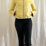 Vintage butter yellow leather coat