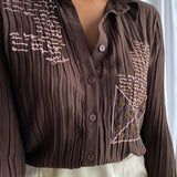 Brown plissé blouse