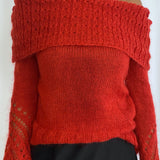 Red Off-Shoulder Sweater