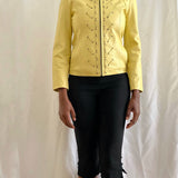 Vintage butter yellow leather coat