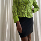 Green floral lace blouse