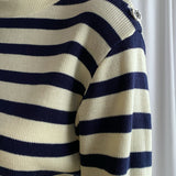 Beige and navy stripe shirt