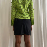 Green floral lace blouse