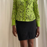 Green floral lace blouse