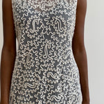 white mesh dress with embroidery