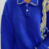 Royal blue vintage polo sweater Size M/L